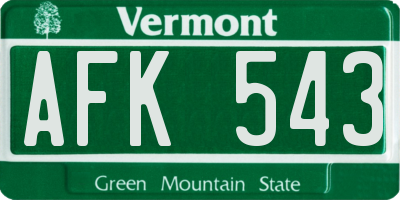VT license plate AFK543