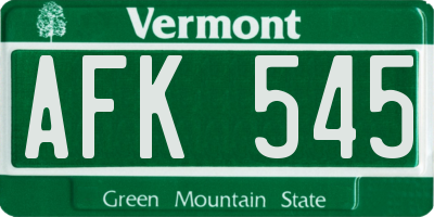 VT license plate AFK545