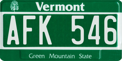 VT license plate AFK546