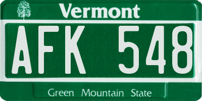 VT license plate AFK548