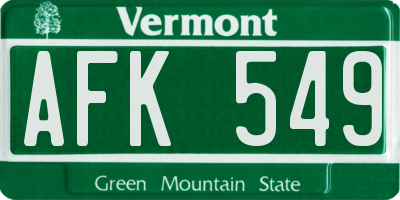 VT license plate AFK549