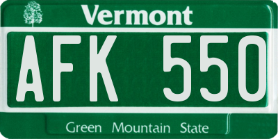 VT license plate AFK550