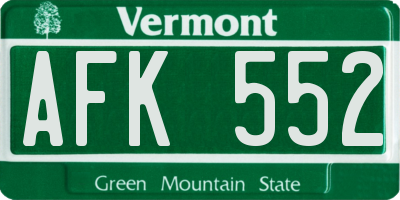 VT license plate AFK552