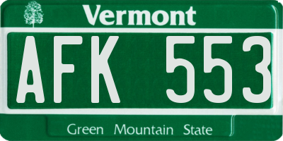 VT license plate AFK553