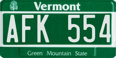 VT license plate AFK554
