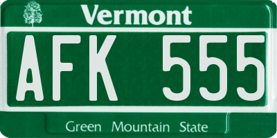 VT license plate AFK555