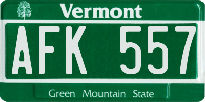 VT license plate AFK557