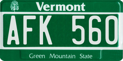 VT license plate AFK560