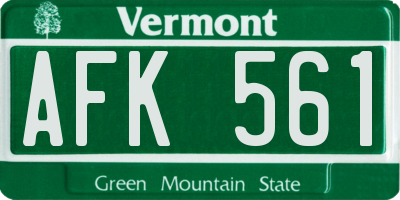 VT license plate AFK561