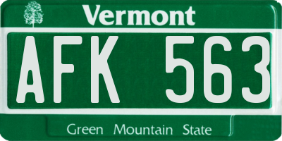 VT license plate AFK563