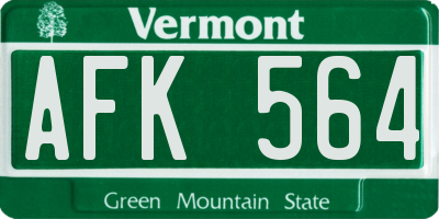 VT license plate AFK564