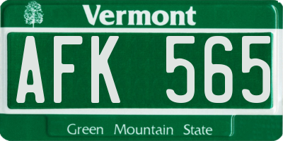 VT license plate AFK565