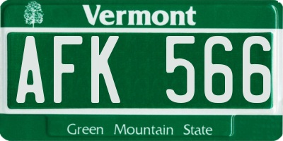 VT license plate AFK566