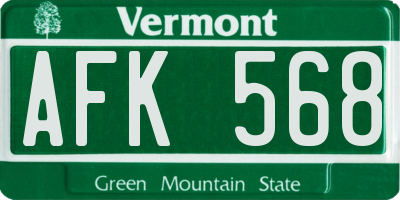 VT license plate AFK568