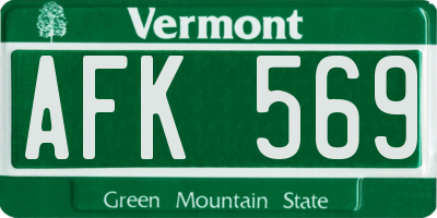 VT license plate AFK569