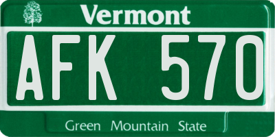 VT license plate AFK570
