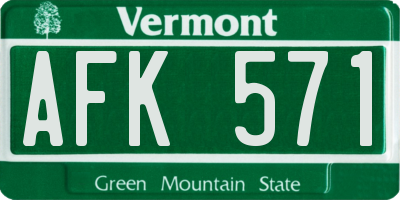 VT license plate AFK571