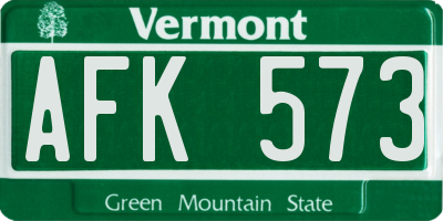VT license plate AFK573