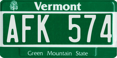 VT license plate AFK574