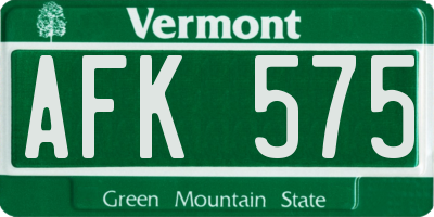 VT license plate AFK575