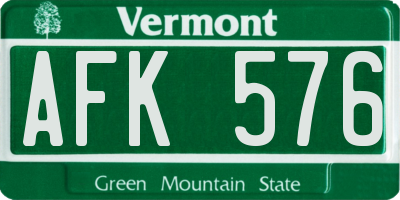 VT license plate AFK576