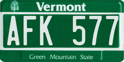 VT license plate AFK577