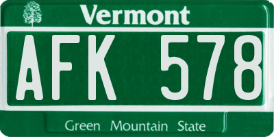 VT license plate AFK578