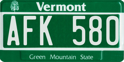 VT license plate AFK580