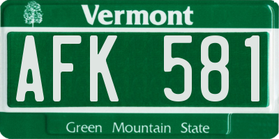 VT license plate AFK581
