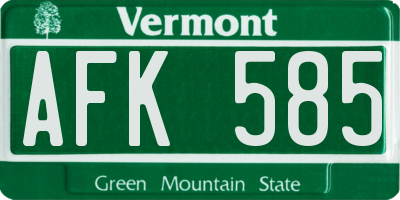 VT license plate AFK585