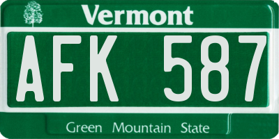 VT license plate AFK587