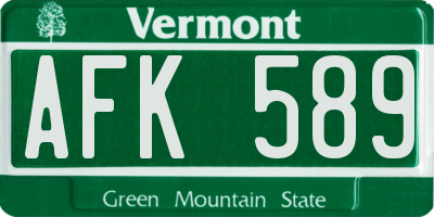 VT license plate AFK589