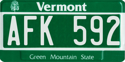 VT license plate AFK592