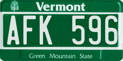 VT license plate AFK596