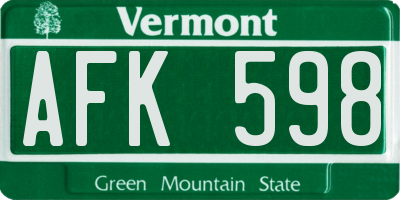VT license plate AFK598
