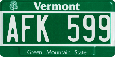 VT license plate AFK599
