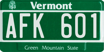 VT license plate AFK601
