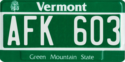 VT license plate AFK603