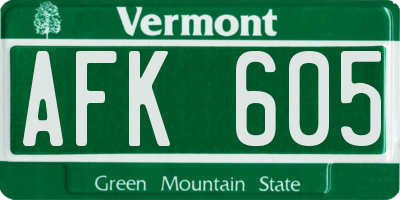 VT license plate AFK605