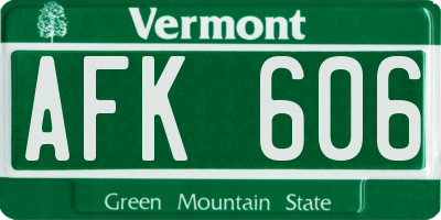 VT license plate AFK606