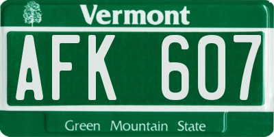 VT license plate AFK607