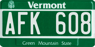 VT license plate AFK608