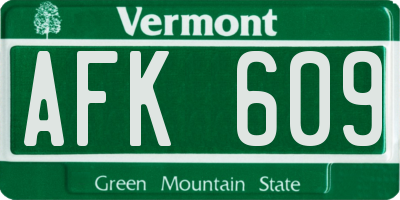 VT license plate AFK609