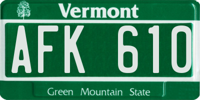 VT license plate AFK610