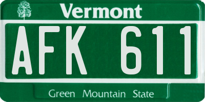 VT license plate AFK611