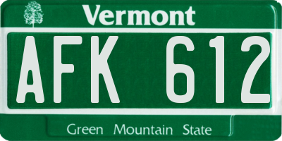 VT license plate AFK612