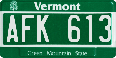 VT license plate AFK613