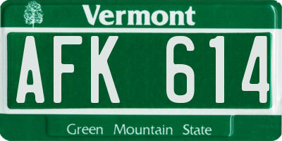 VT license plate AFK614