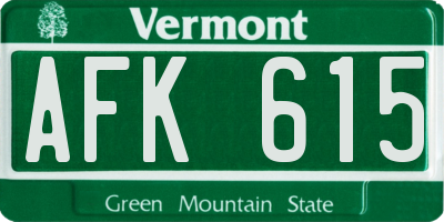 VT license plate AFK615