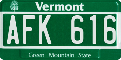 VT license plate AFK616